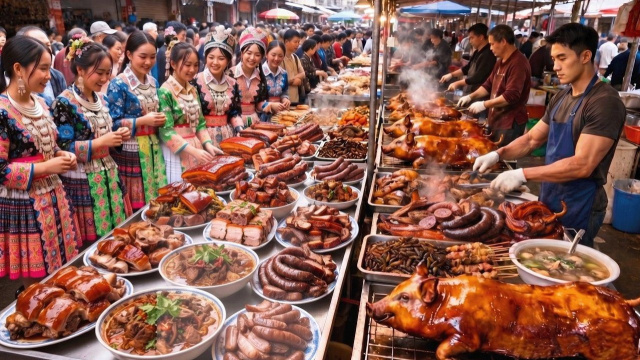 Вьетнамская кухня на местном рынке. Вы бы осмелились это съесть?