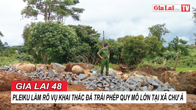 Gia Lai 48h: Pleiku l&agrave;m r&otilde; vụ khai th&aacute;c đ&aacute; tr&aacute;i ph&eacute;p quy m&ocirc; lớn tại x&atilde; Chư &Aacute; #bantintonghop